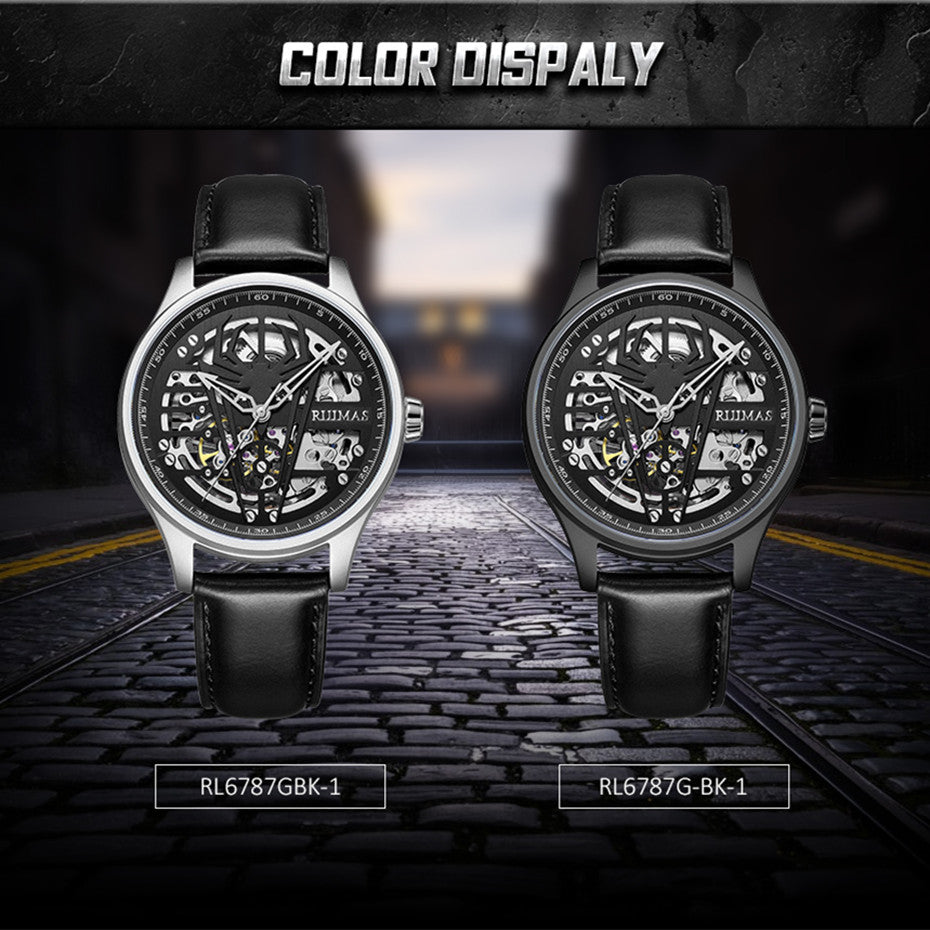 RUIMAS Mens Watches Leather Sports Watches Men's Army Military Wrist Watch Automatic Mechanical Male Clock Reloj Hombre 6787