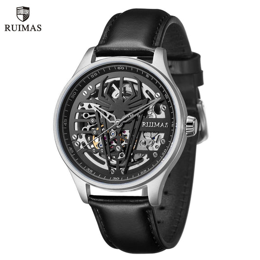 RUIMAS Mens Watches Leather Sports Watches Men's Army Military Wrist Watch Automatic Mechanical Male Clock Reloj Hombre 6787